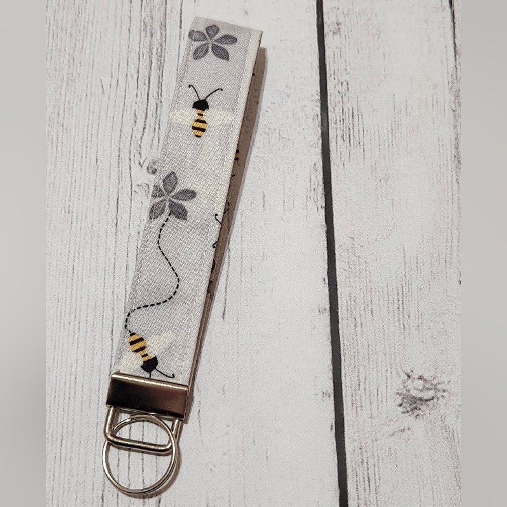 Gray Bumblebee Keychain/keyfob Wristlet